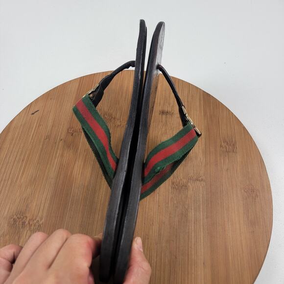 Gucci GG Web Stripe Thong Sandal Dark Brown Monogram Women’s EU 41 US 10 - Picture 8 of 15